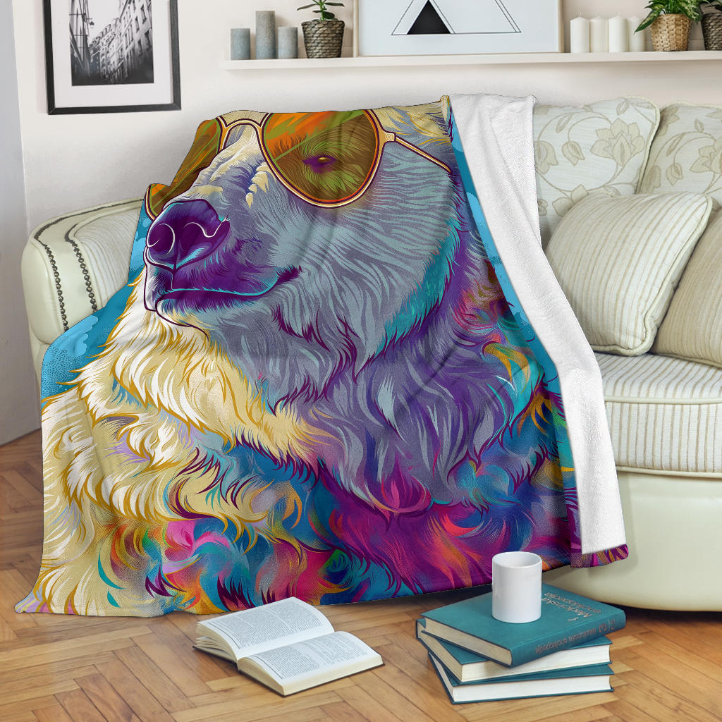 Polar Bear Blanket, Trippy Psychedelics Polar Bear Fleece Blanket, Polar Bear Throw Blanket, Polar Bear Gifts