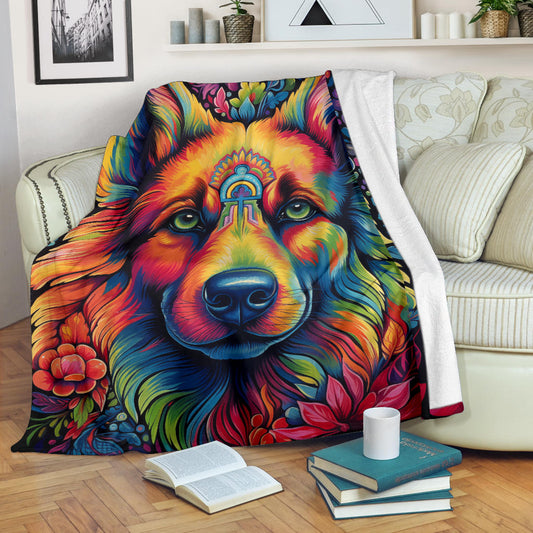 Trippy Psychedelics German Shepherd Blanket, German Shepherd Throw Blanket, German Shepherd Fleece Blanket, German Shepherd Gifts