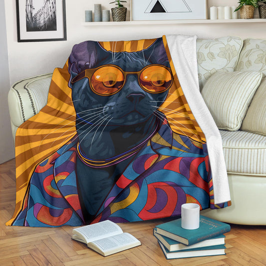 Korat cat Blanket, Trippy Psychedelics Korat cat Fleece Blanket, Korat cat Throw Blanket, Korat cat Gifts