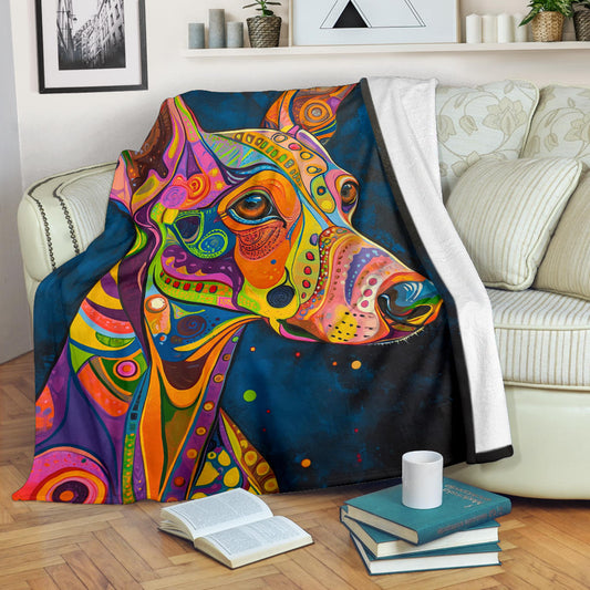 Ibizan Hound Blanket, Trippy Psychedelics Ibizan Hound Fleece Blanket, Ibizan Hound Throw Blanket, Ibizan Hound Gifts