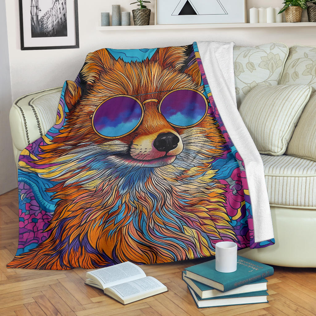 Fox Blanket, Trippy Psychedelics Fox Fleece Blanket, Fox Throw Blanket, Fox Gifts