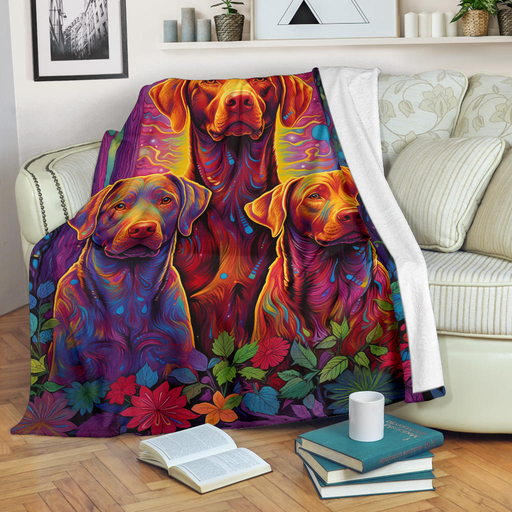 Chesapeake Bay Retrievr  Blanket, Trippy Psychedelics Chesapeake Bay Retrievr Fleece Blanket, Chesapeake Bay Retrievr Throw Blanket, Chesapeake Bay Retrievr Gifts