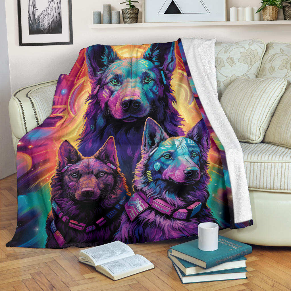 Dutch Shepherd Blanket, Trippy Psychedelics Dutch Shepherd Fleece Blanket, Dutch Shepherd Throw Blanket, Dutch Shepherd Gifts