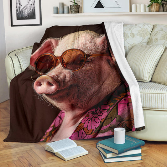 Pig Blanket, Trippy Psychedelics Pig Fleece Blanket, Pig Throw Blanket, Pig Gifts