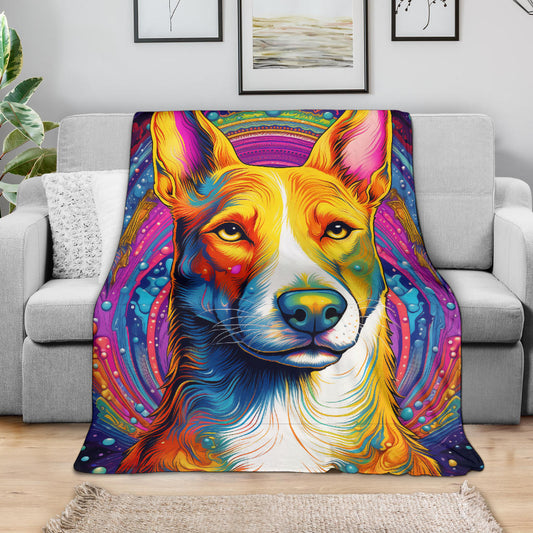 Basenji Blanket, Trippy Psychedelics Basenji Fleece Blanket, Basenji Throw Blanket, Basenji Gifts