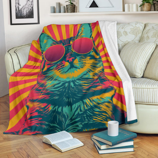 American Bobtail cat Blanket, Trippy Psychedelics American Bobtail cat Fleece Blanket, American Bobtail cat Throw Blanket, American Bobtail cat Gifts