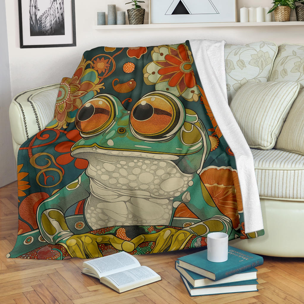 Frog Blanket, Trippy Psychedelics Frog Fleece Blanket, Frog Throw Blanket, Frog Gifts