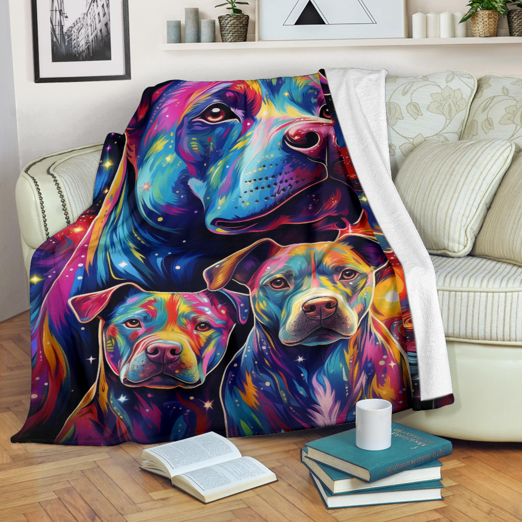 American Pit Bull Blanket, Trippy Psychedelics American Pit Bull Fleece Blanket, American Pit Bull Throw Blanket, American Pit Bull Gifts