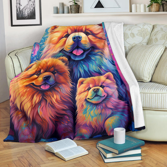 Chow Chow Blanket, Trippy Psychedelics Chow Chow Fleece Blanket, Chow Chow Throw Blanket, Chow Chow Gifts