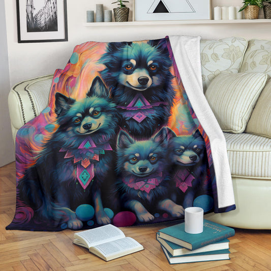 Schipperke Blanket, Trippy Psychedelics Schipperke Fleece Blanket, Schipperke Throw Blanket, Schipperke Gifts