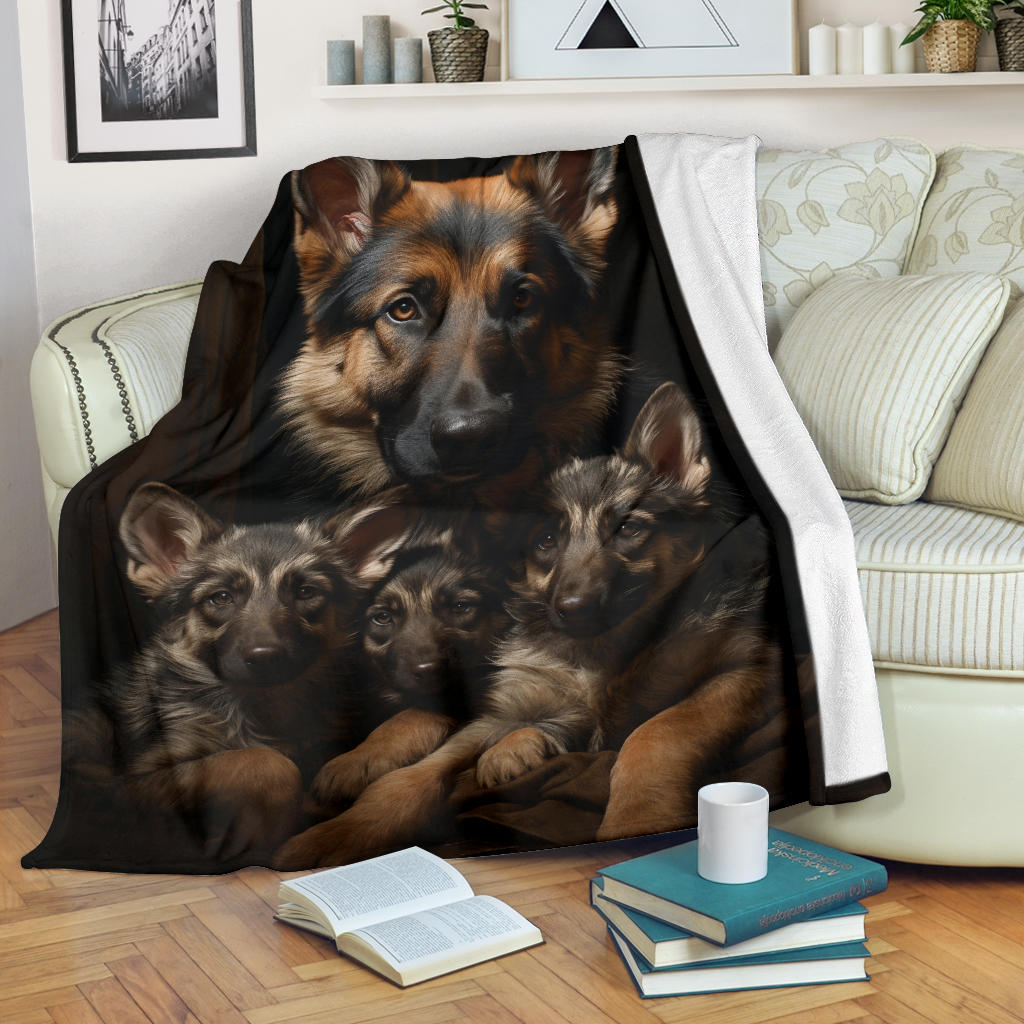 German Shepherd Family Blanket, German Shepherd Gifts, German Shepherd Throw Blanket, German Shepherd Fleece Blanket