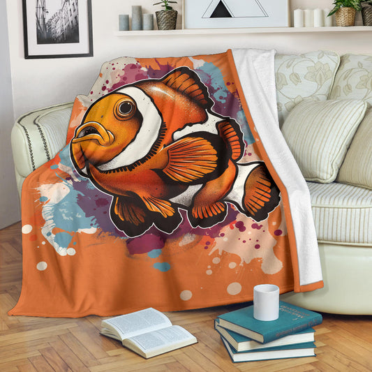 Clownfish Blanket, Trippy Psychedelics Clownfish Fleece Blanket, Clownfish Throw Blanket, Clownfish Gifts