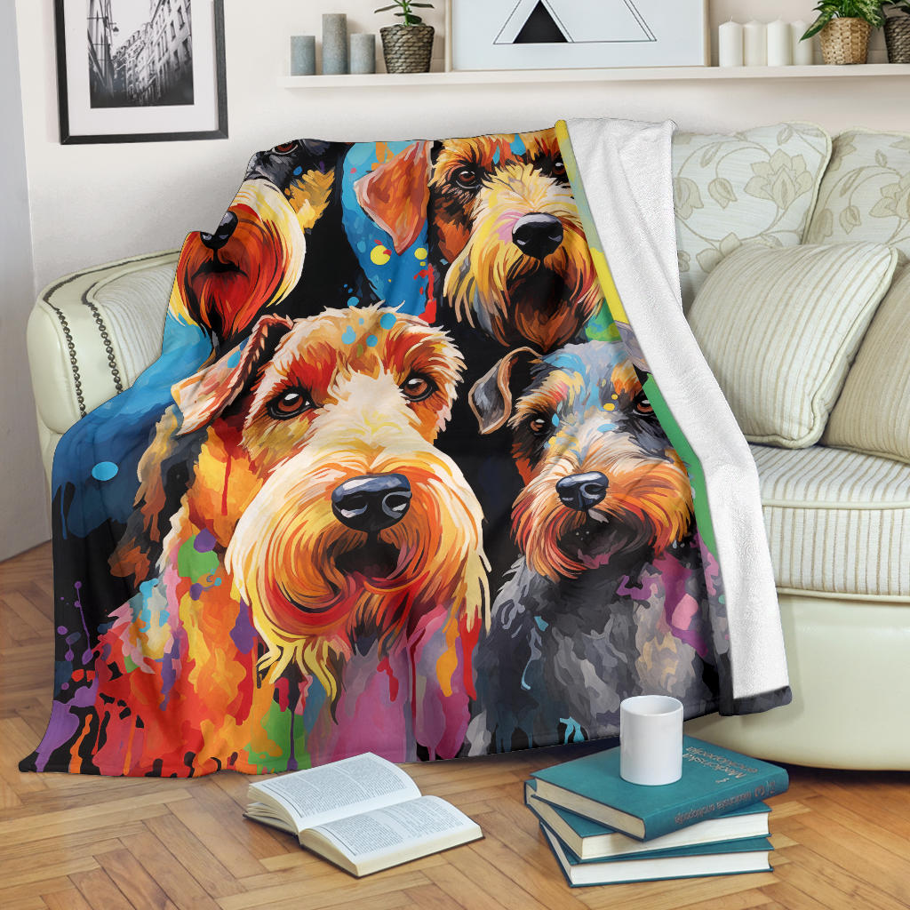 Welsh Terrier Blanket, Trippy Psychedelics Welsh Terrier Fleece Blanket, Welsh Terrier Throw Blanket, Welsh Terrier Gifts