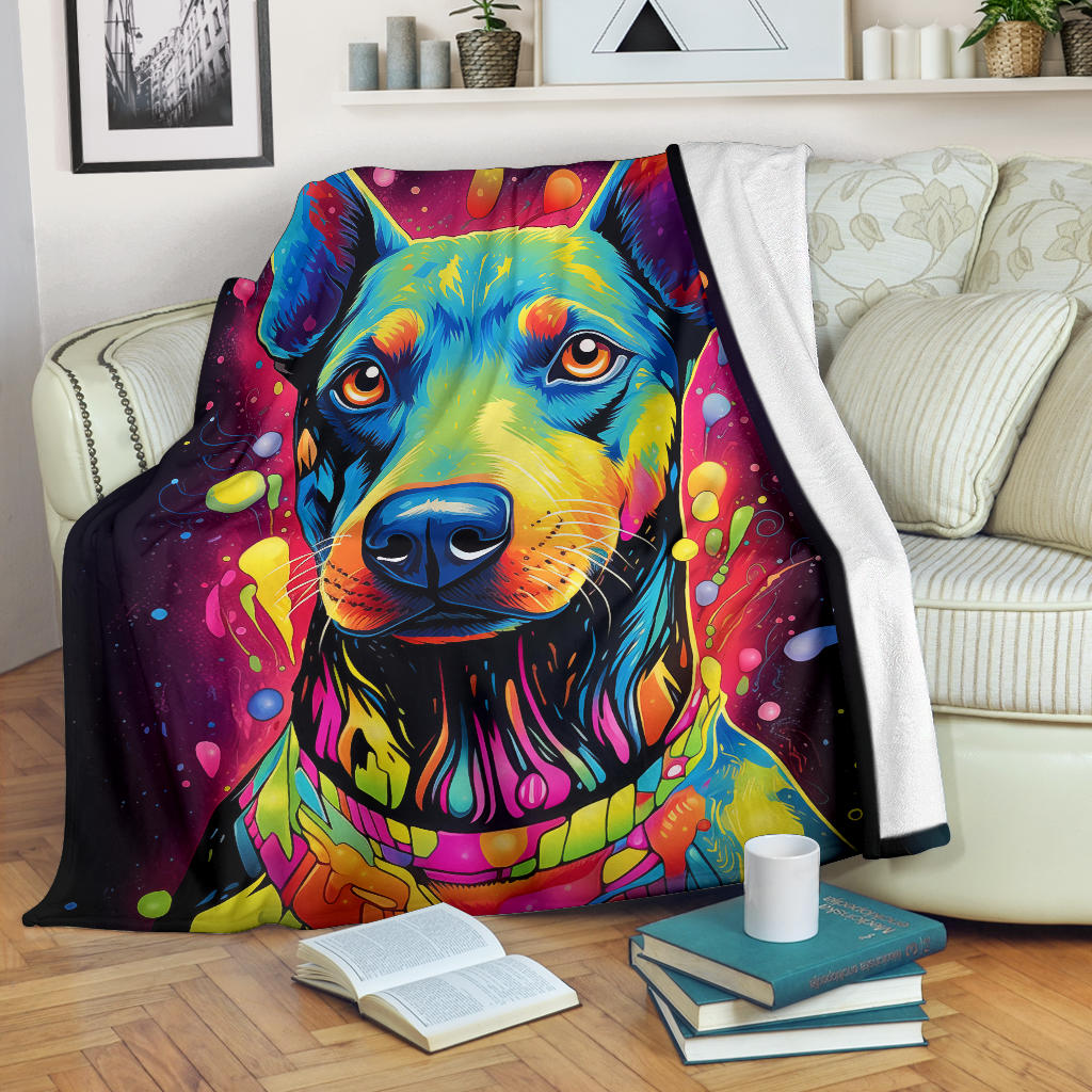 Trippy Psychedelics Doberman Pinscher Blanket, Doberman Pinscher Throw Blanket, Doberman Pinscher Fleece Blanket, Doberman Pinscher Gifts