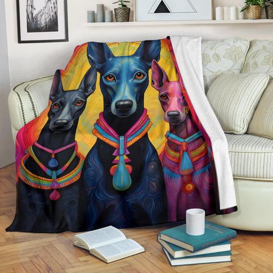 Xoloitzcuintli Blanket, Trippy Psychedelics Xoloitzcuintli Fleece Blanket, Xoloitzcuintli Throw Blanket, Xoloitzcuintli Gifts