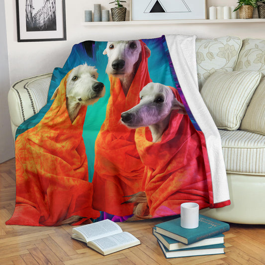 Bedlington Terrier Blanket, Trippy Psychedelics Bedlington Terrier Fleece Blanket, Bedlington Terrier Throw Blanket, Bedlington Terrier Gifts