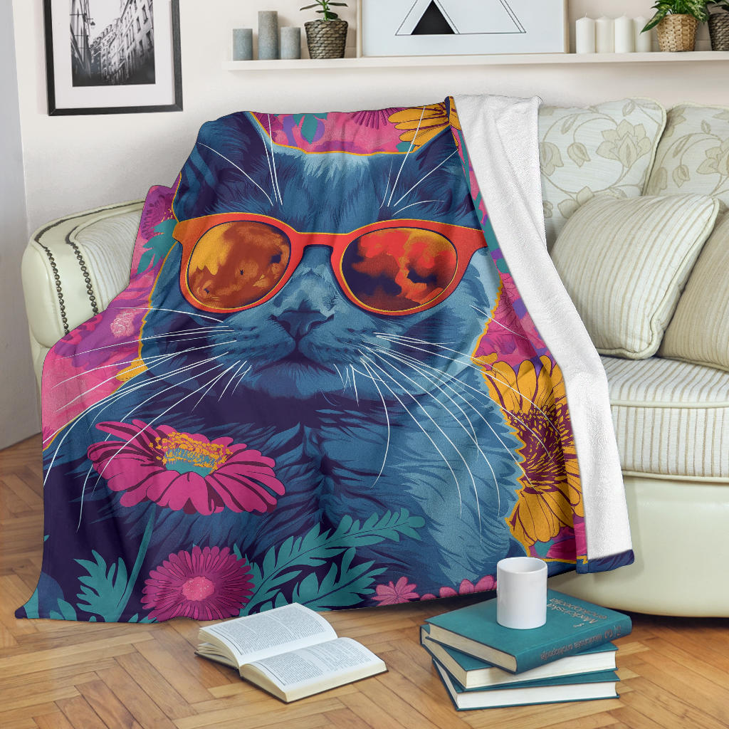 Chartreux cat Blanket, Trippy Psychedelics Chartreux cat Fleece Blanket, Chartreux cat Throw Blanket, Chartreux cat Gifts