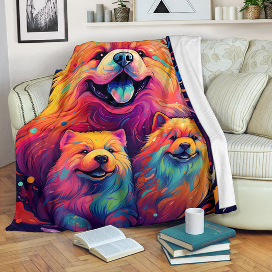 Chow Chow Blanket, Trippy Psychedelics Chow Chow Fleece Blanket, Chow Chow Throw Blanket, Chow Chow Gifts