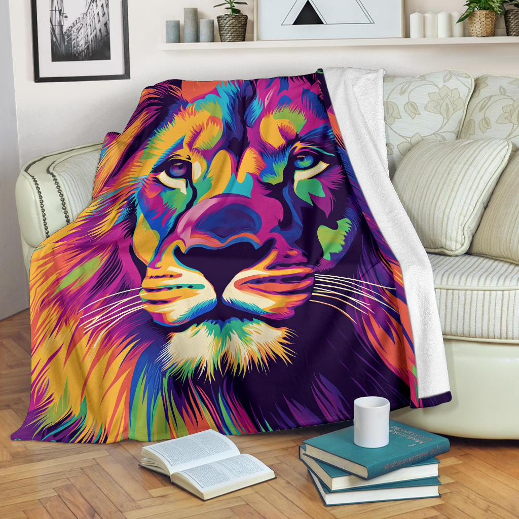 Lion Blanket, Trippy Psychedelics Lion Fleece Blanket, Lion Throw Blanket, Lion Gifts