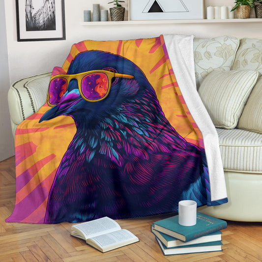 Pigeon Blanket, Trippy Psychedelics Pigeon Fleece Blanket, Pigeon Throw Blanket, Pigeon Gifts