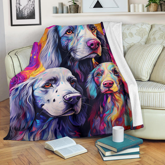 English Setter Blanket, Trippy Psychedelics English Setter Fleece Blanket, English Setter Throw Blanket, English Setter Gifts