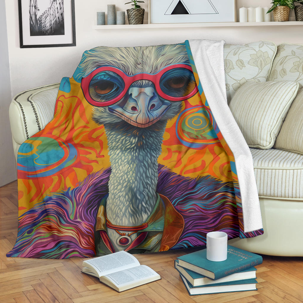 Emu Blanket, Trippy Psychedelics Emu Fleece Blanket, Emu Throw Blanket, Emu Gifts