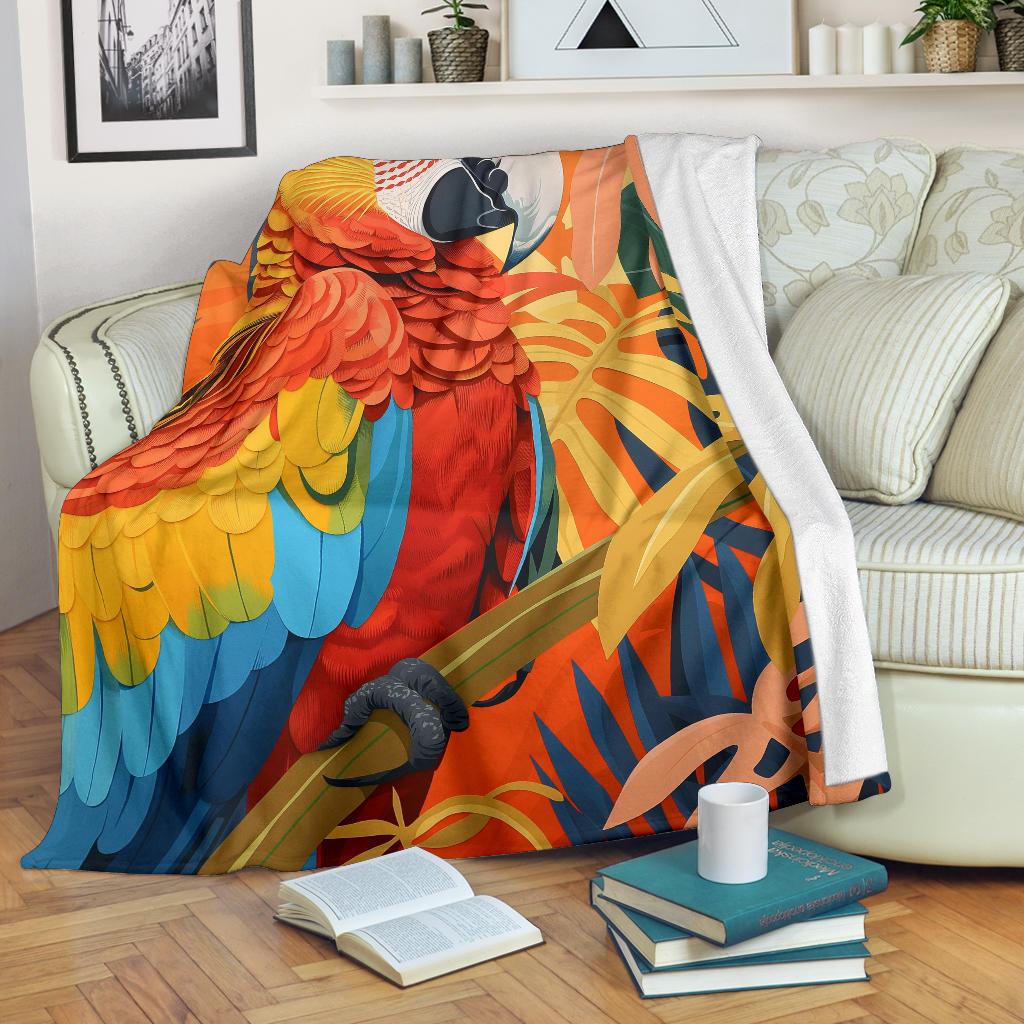 Parrot Blanket, Trippy Psychedelics Parrot Fleece Blanket, Parrot Throw Blanket, Parrot Gifts