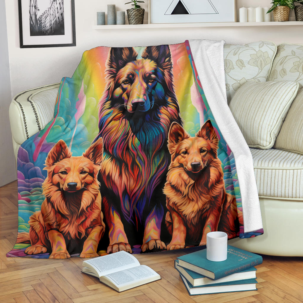 Belgian Tervuren Blanket, Trippy Psychedelics Belgian Tervuren Fleece Blanket, Belgian Tervuren Throw Blanket, Belgian Tervuren Gifts