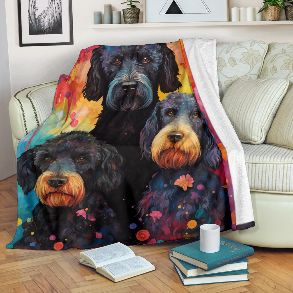 Black Russian Terrier Blanket, Trippy Psychedelics Black Russian Terrier Fleece Blanket, Black Russian Terrier Throw Blanket, Black Russian Terrier Gifts