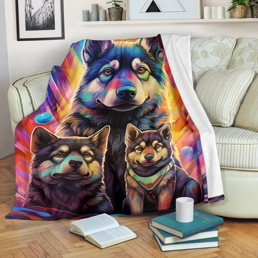 Norwegian Elkhound Blanket, Trippy Psychedelics Norwegian Elkhound Fleece Blanket, Norwegian Elkhound Throw Blanket, Norwegian Elkhound Gifts