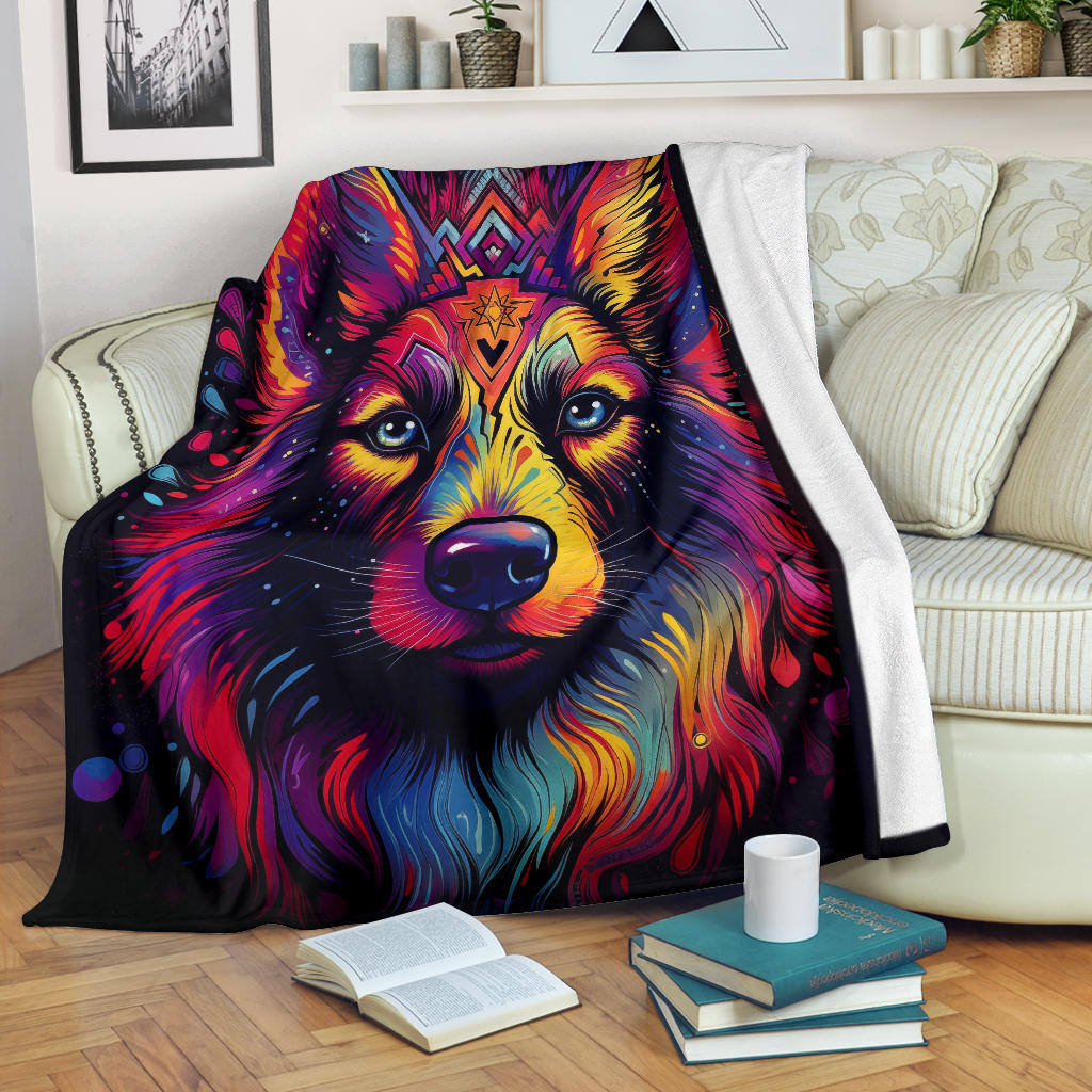 Trippy Psychedelics German Shepherd Blanket, German Shepherd Throw Blanket, German Shepherd Fleece Blanket, German Shepherd Gifts