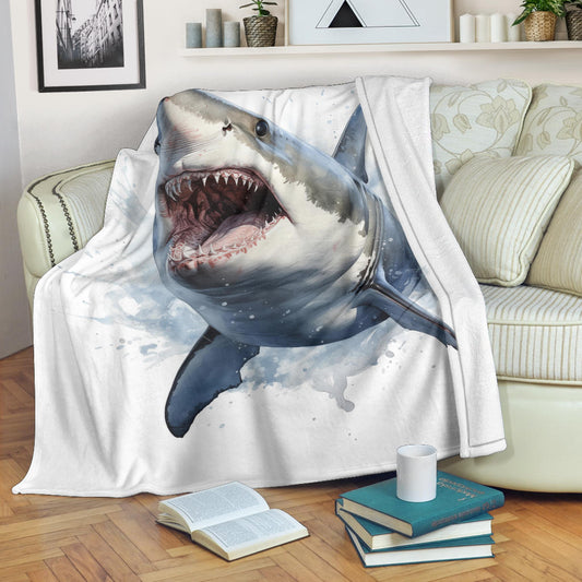 Great White Shark Blanket, Shark Throw Blanket, Shark Fleece Blanket, Shark Gifts, Custom Shark Blanket