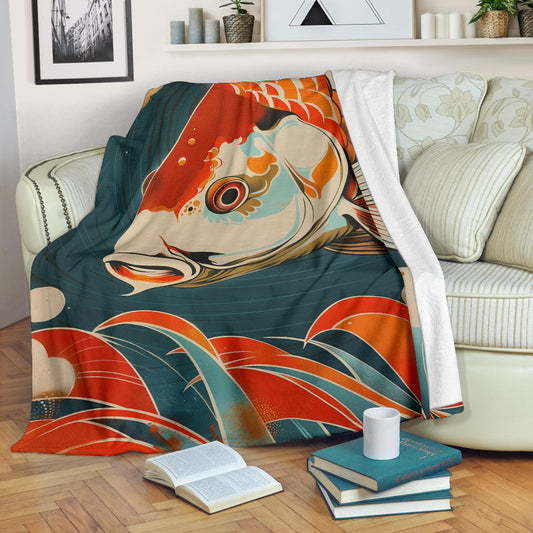 Carp Blanket, Trippy Psychedelics Carp Fleece Blanket, Carp Throw Blanket, Carp Gifts