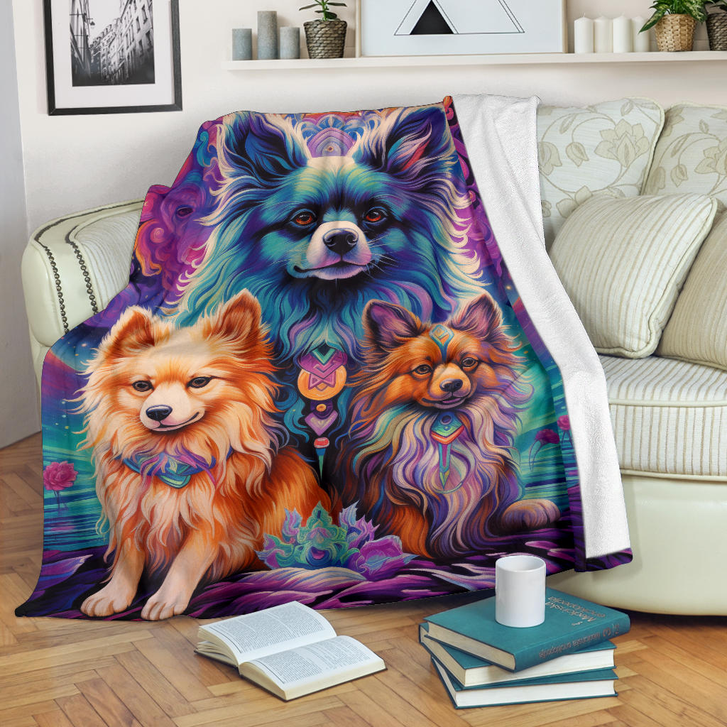 Tibetan Spaniel Blanket, Trippy Psychedelics Tibetan Spaniel Fleece Blanket, Tibetan Spaniel Throw Blanket, Tibetan Spaniel Gifts