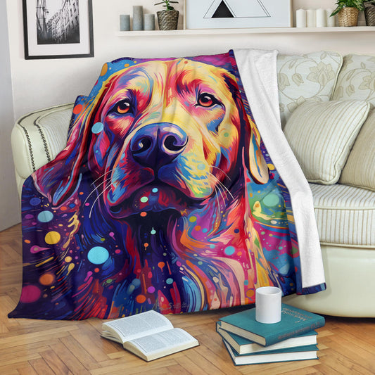 Trippy Psychedelics Labrador Retriever Blanket, Labrador Retriever Throw Blanket, Labrador Retriever Fleece Blanket, Labrador Retriever Gift