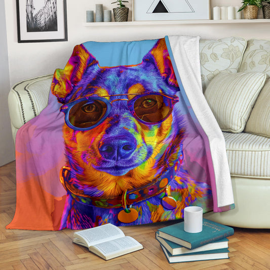 Lancashire Heeler Dog Blanket, Trippy Psychedelics Lancashire Heeler Dog Fleece Blanket, Lancashire Heeler Dog Throw Blanket, Lancashire Heeler Dog Gifts