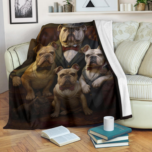 Bulldog Family Blanket, Bulldog Gifts, Bulldog Blanket, Bulldog Throw Blanket