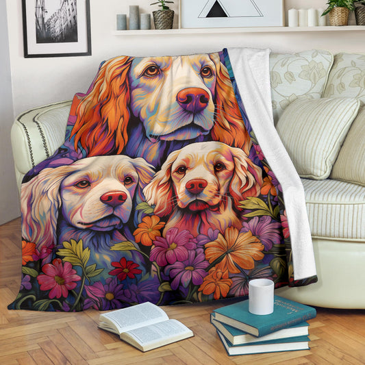 Clumber Spaniel Blanket, Trippy Psychedelics Clumber Spaniel Fleece Blanket, Clumber Spaniel Throw Blanket, Clumber Spaniel Gifts