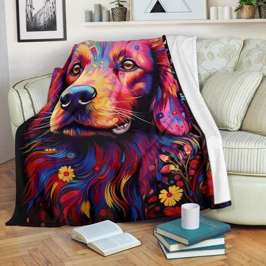 Trippy Psychedelics Golden Retriever Blanket, Golden Retriever Throw Blanket, Golden Retriever Fleece Blanket, Golden Retriever Gifts