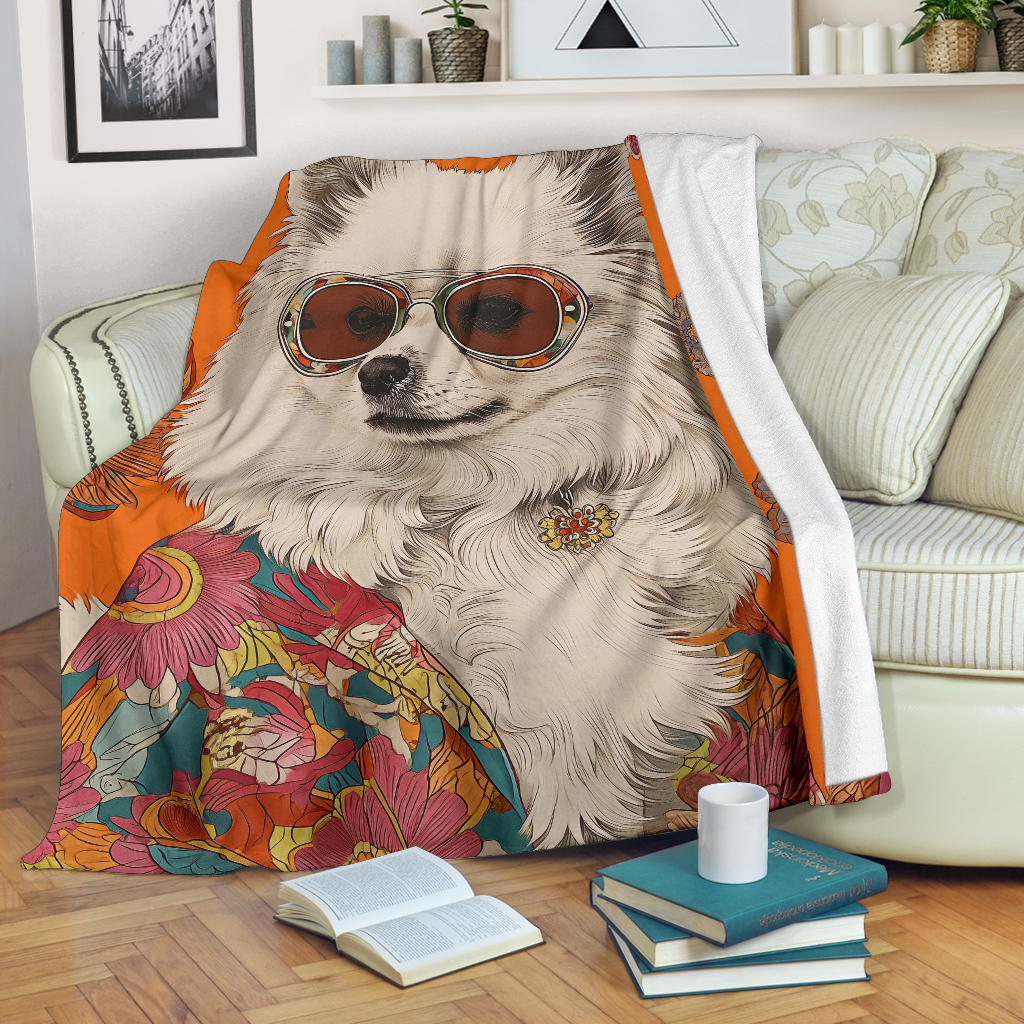 Japanese Spitz Blanket, Trippy Psychedelics Japanese Spitz Fleece Blanket, Japanese Spitz Throw Blanket, Japanese Spitz Gifts