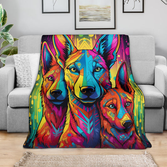 Belgian Malinois Blanket, Trippy Psychedelics Belgian Malinois  Fleece Blanket, Belgian Malinois Throw Blanket, Belgian Malinois Gifts