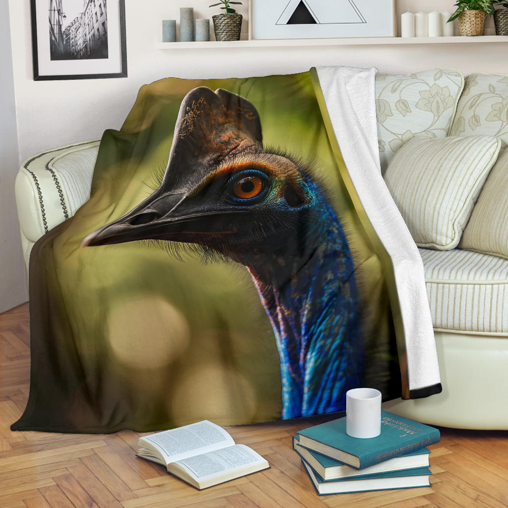 Cassowary Blanket, Trippy Psychedelics Cassowary Fleece Blanket, Cassowary Throw Blanket, Cassowary Gifts