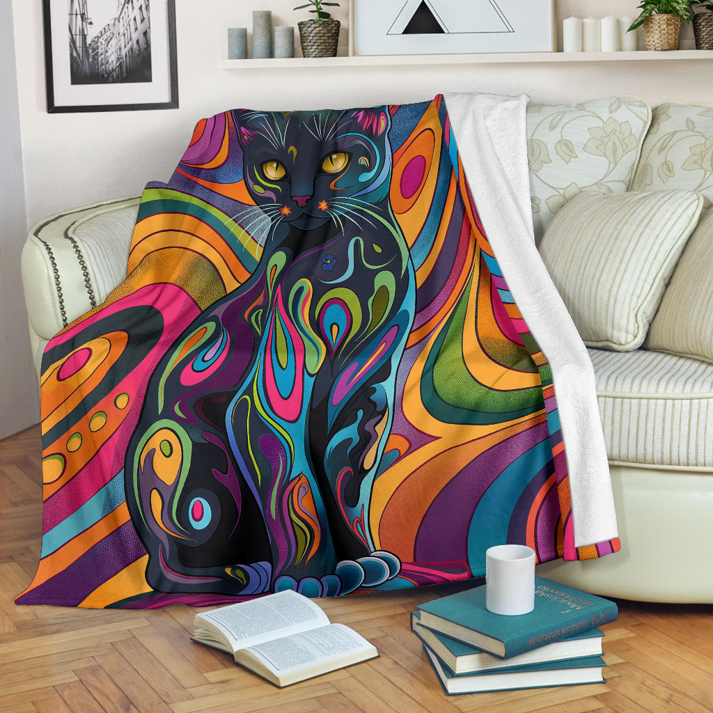 Chartreux cat Blanket, Trippy Psychedelics Chartreux cat Fleece Blanket, Chartreux cat Throw Blanket, Chartreux cat Gifts