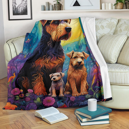 Welsh Terrier Blanket, Trippy Psychedelics Welsh Terrier Fleece Blanket, Welsh Terrier Throw Blanket, Welsh Terrier Gifts