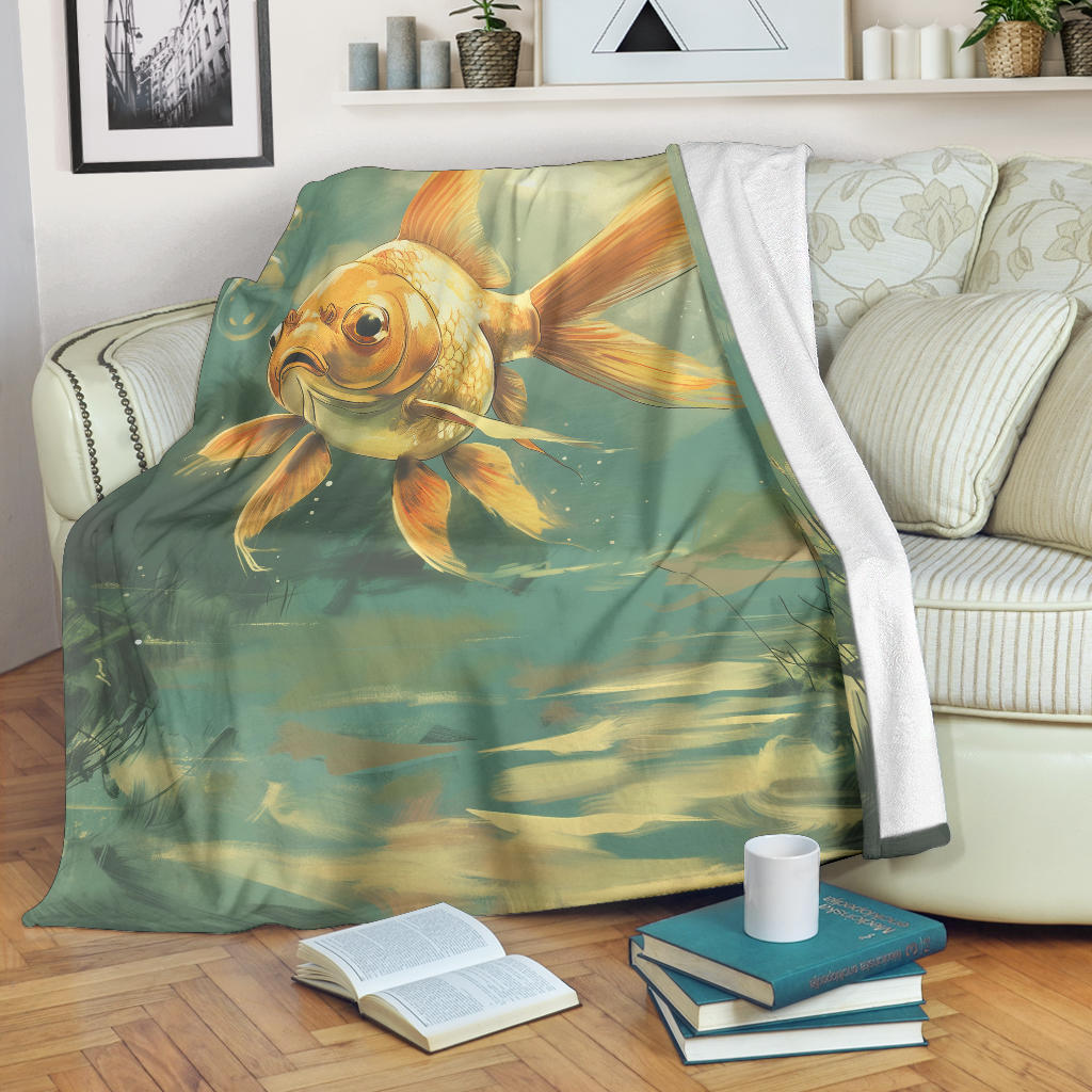 Goldfish Blanket, Trippy Psychedelics Goldfish Fleece Blanket, Goldfish Throw Blanket, Goldfish Gifts