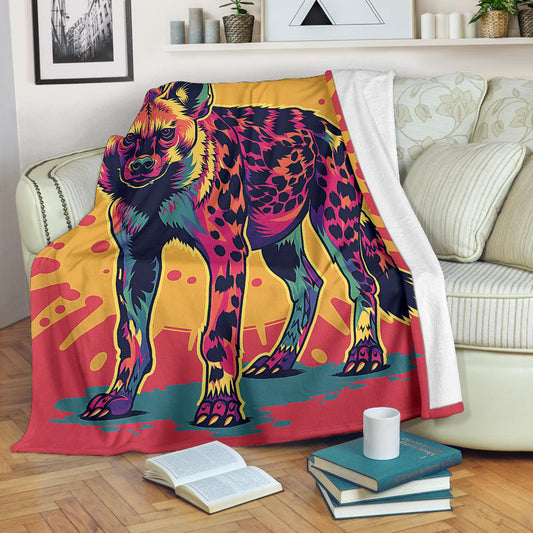 Hyena animal Blanket, Trippy Psychedelics Hyena animal Fleece Blanket, Hyena animal Throw Blanket, Hyena animal Gifts