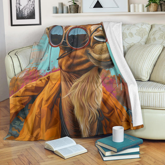 Camel Blanket, Trippy Psychedelics Camel Fleece Blanket, Camel Throw Blanket, Camel Gifts