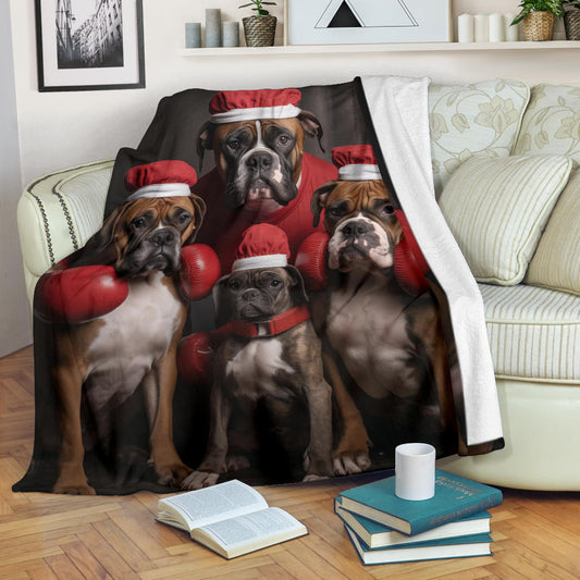 Boxer Family Blanket, Boxer Fleece Blanket, Boxer Dog Gifts