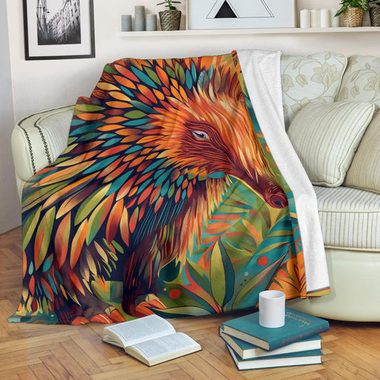 Echidna Blanket, Trippy Psychedelics Echidna Fleece Blanket, Echidna Throw Blanket, Echidna Gifts