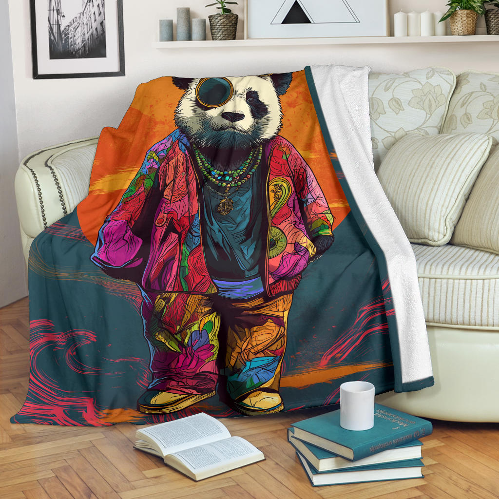 Panda Blanket, Trippy Psychedelics Panda Fleece Blanket, Panda Throw Blanket, Panda Gifts